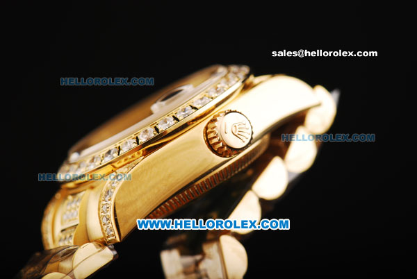 Rolex Datejust Swiss ETA 2671 Automatic Movement Full Gold with Diamond Bezel and Roman Numerals - Lady Size - Click Image to Close